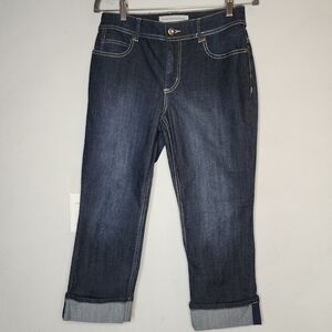 Chico's Denim Crop Jeans Denim Cuffed Capri's Women's Size 6 (0.5)